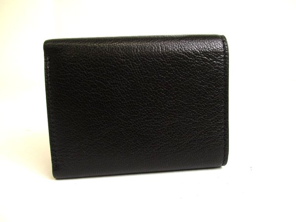Photo2: Jimmy Choo Metal Logo Black Leather Trifold Wallet Compact Wallet NAIMA #a789