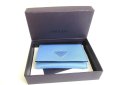 Photo12: PRADA Light Blue Nylon Black Leather Card Case Card Holder #a793