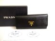 Photo1: PRADA Black Saffiano Leather 6 Pics Key Chain #a796 (1)