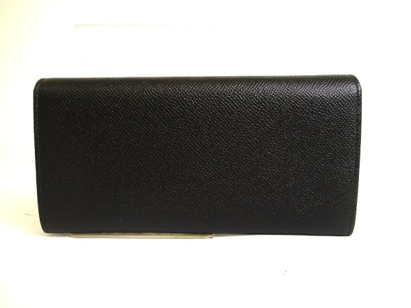 Photo2: BVLGARI Black Leather Logo Clip Flap Long Wallet #a800