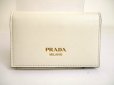 Photo2: PRADA White Soft Leather Card Case Card Holder #a801 (2)