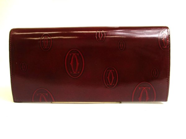 Photo2: Cartier Happy Birthday Bordeaux Calf Leather Bifold Long Wallet #a802