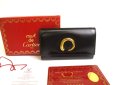 Photo1: Cartier Panthere de Cartier Black Leather 6 Pics Key Chain #a803 (1)