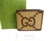 Photo1: GUCCI JUmbo GG Canvas Brown Leather Bifold Bill Wallet #805 (1)