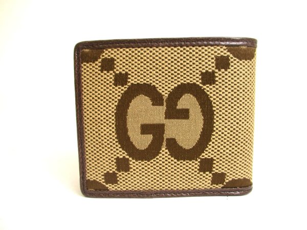 Photo2: GUCCI JUmbo GG Canvas Brown Leather Bifold Bill Wallet #805