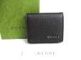 Photo1: GUCCI Metal Logo Black Leather Coin Purse #a806 (1)
