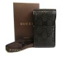 Photo1: GUCCI Imprimee Black Coating Canvas and Leather Cigarette Case #a807 (1)