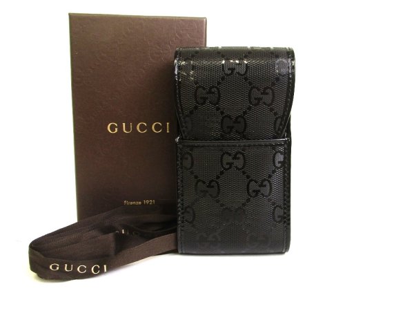 Photo1: GUCCI Imprimee Black Coating Canvas and Leather Cigarette Case #a807