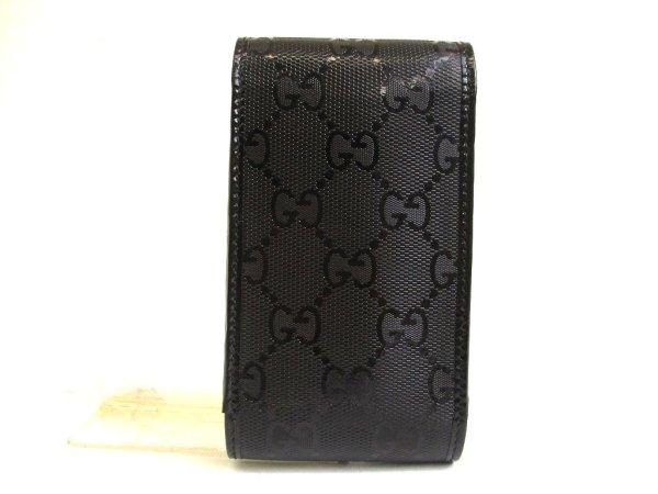 Photo2: GUCCI Imprimee Black Coating Canvas and Leather Cigarette Case #a807