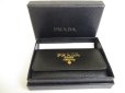 Photo12: PRADA Black Saffiano Metal Leather 4 Pics Key Chain #a810