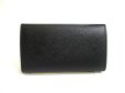 Photo2: PRADA Black Saffiano Metal Leather 4 Pics Key Chain #a810 (2)
