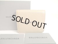 BALENCIAGA Beige Leather Bifold Wallet Compact Wallet #a812