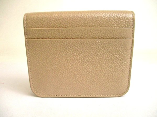 Photo2: BALENCIAGA Beige Leather Bifold Wallet Compact Wallet #a812