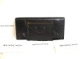 Photo1: BALENCIAGA Black Leather Flap Wallet The Classic Money #a816 (1)