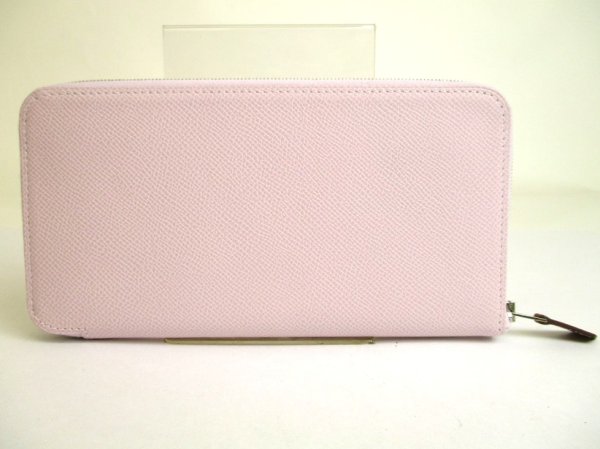 Photo2: HERMES Lignt Pink Veau Epson SILK'IN LINE Round Zip Wallet Azap Long #a817