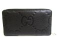 Photo2: GUCCI JUmbo GG Black Leather Round Zip Wallet #a821 (2)