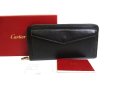 Photo1: Cartier Must Collection Black Leather Round Zip Wallet Purse #a822 (1)