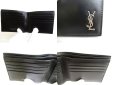 Photo8: Saint Laurent Silver YSL Motif Black Leather Bifole Bill Wallet #a823