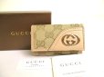 Photo1: GUCCI Interlocking G GG Canvas Light Pink Leather 6 Pics Key Chain #a824 (1)