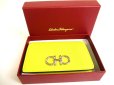 Photo12: Salvatore Ferragamo Gancini Silver H/W Yellow Leather Business Card Holder #a825