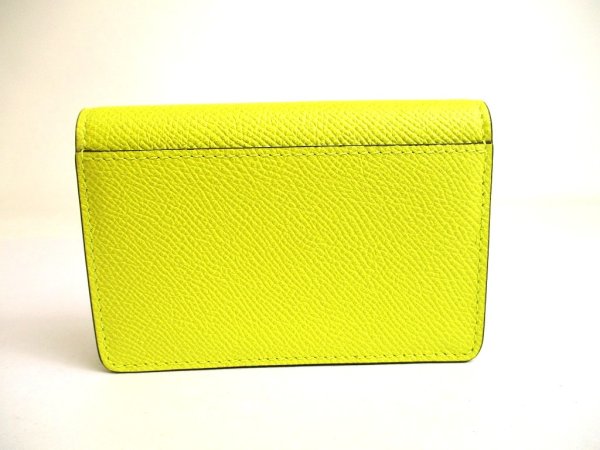 Photo2: Salvatore Ferragamo Gancini Silver H/W Yellow Leather Business Card Holder #a825
