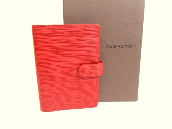 Photo1: LOUIS VUITTON Epi Red Document Holders Small Ring Agenda Cover #a827