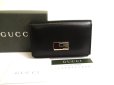 Photo1: GUCCI Vintage Black Leater 6 Pics Key Chain #a829 (1)