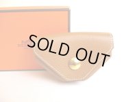 HERMES Gold Couchevel Leather Gold H/W Coin Purse Levan Cattle #a830