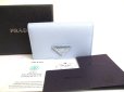 Photo1: PRADA Light Blue Saffiano Leather Card Case Card Holder #a834 (1)