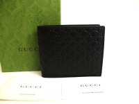 GUCCI GG Guccissima Black Signature Leather Bifold Wallet #a836