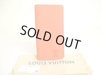 LOUIS VUITTON LV Aerogram Orange Leather Flap Wallet Portefeuille Brazza NM #a839