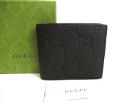 GUCCI GG Black Rubber Effect Bifold Wallet Compact Wallet #a843