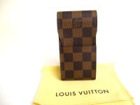 LOUIS VUITTON Damier Brown Leather Cigarette Case Tabacco Case #a847