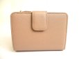 Photo2: PRADA Saffiano Beige Leather Bifold Wallet Compact Wallet #a849 (2)