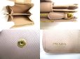 Photo9: PRADA Saffiano Beige Leather Bifold Wallet Compact Wallet #a849