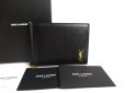 Photo1: Saint Laurent YSL Black Leather Gold H/W Bifold Bill Wallet #a850 (1)