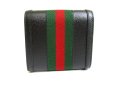 Photo2: GUCCI Double G Black Leather Web Stripe Ophidia Bifold Wallet # a851 (2)