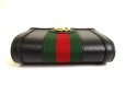 Photo6: GUCCI Double G Black Leather Web Stripe Ophidia Bifold Wallet # a851
