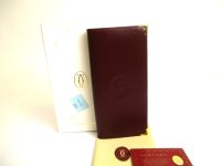 Cartier Must de Cartier Bordeaux Leather Bifold Long Wallet #a852