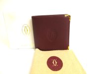 Cartier Must de Cartier Bordeaux Leather Bifold Wallet Purse #a853
