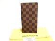 Photo1: LOUIS VUITTON Damier Brown Leather Flap Checkbook Bill Wallet #a855 (1)