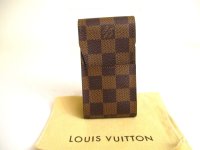 LOUIS VUITTON Damier Brown Leather Cigarette Case Tabacco Case #a858