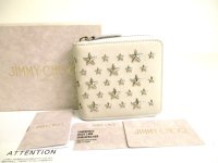 Jimmy Choo Stars Chalk Leather Bifold Wallet Compact Wallet #a859