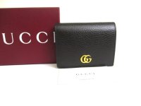 GUCCI GG Marmont Black Leather Bifold Wallet Compact Wallet #a866