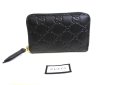 Photo1: GUCCI Guccissima Black Leather Round Zip Coin Purse #a869 (1)