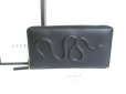 Photo1: GUCCI Black Leather Snake Motif Round Zip Long Wallet #a872 (1)