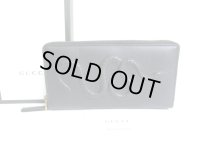 GUCCI Black Leather Snake Motif Round Zip Long Wallet #a872