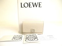 LOEWE Anagram Light Gray Leather Business Card Holder #a874
