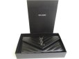 Photo12: Saint Laurent YSL Silver YSL Motif Black Leather Long Flap Wallet #a875