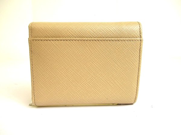 Photo2: PRADA Sand Saffiano Leather Multicolor Trifold Wallet Compact Wallet #a876